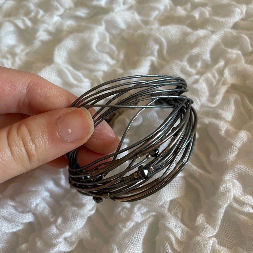 SILPADA leather bracelet with real silver and hematite